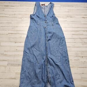 Studio Ease Women Blue Denim Maxi Dress Size 12 Belt Loops (no belt)